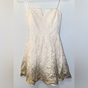 B.Darlin Ombré Lace Cocktail Dress White/Gold Strapless Small Lined